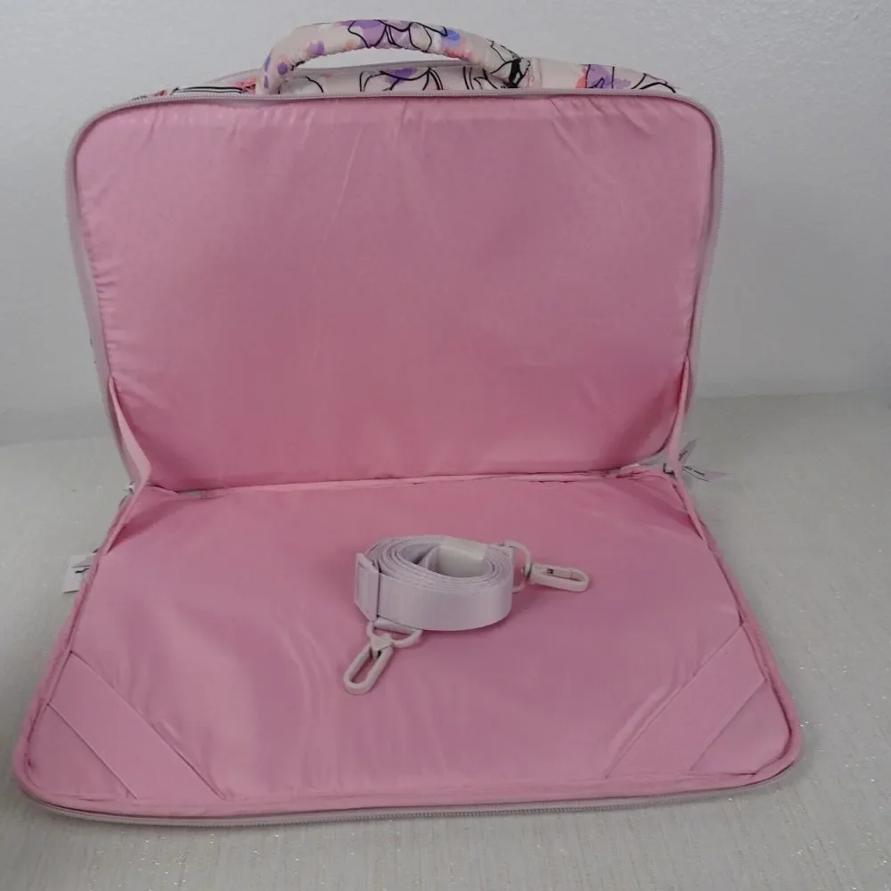 VERA BRADLEY Ultralight Laptop Workstation Crossbody Anemone Watercolor Pink NWT